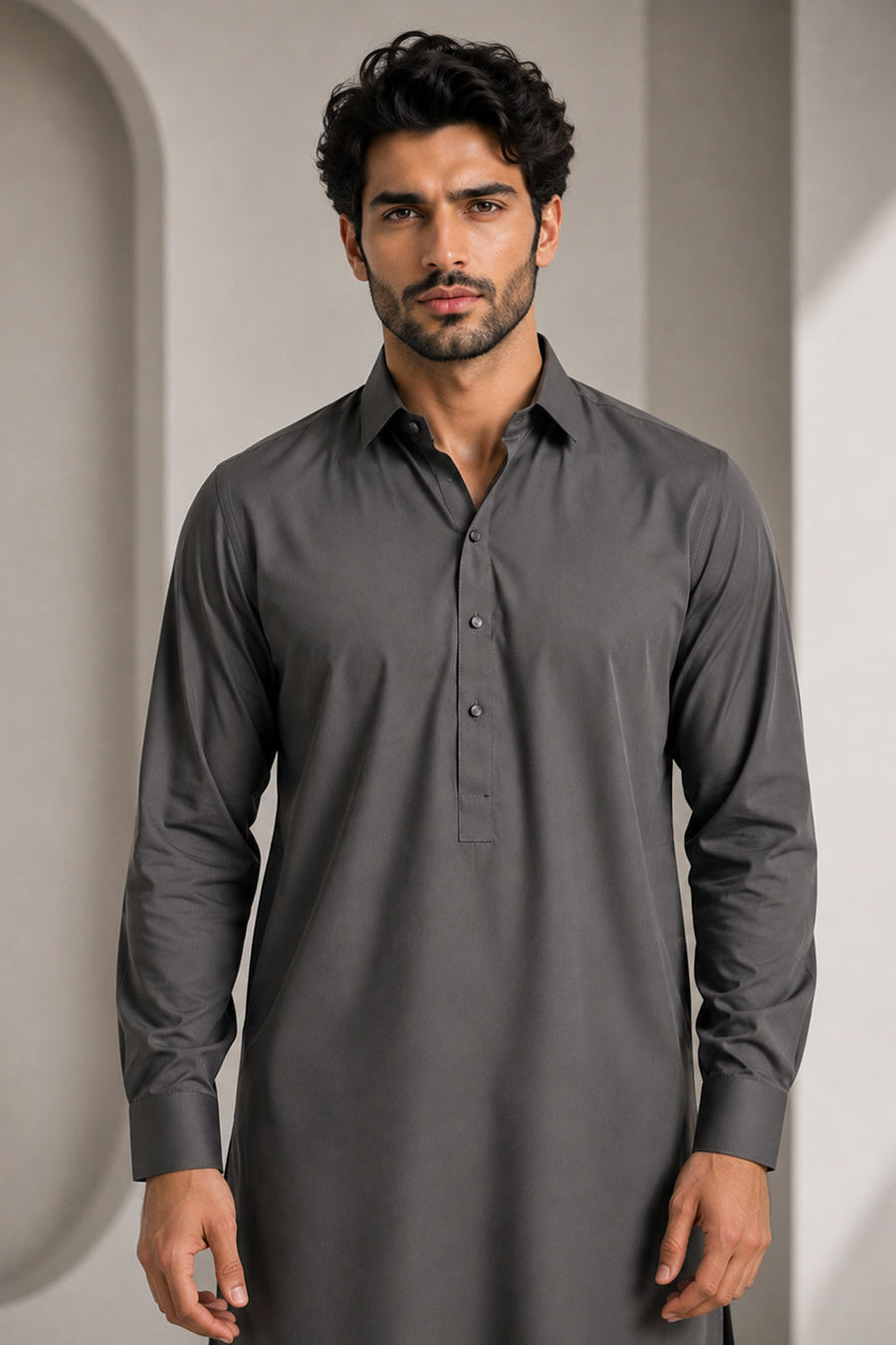 Smoke Gray Kameez Shalwar