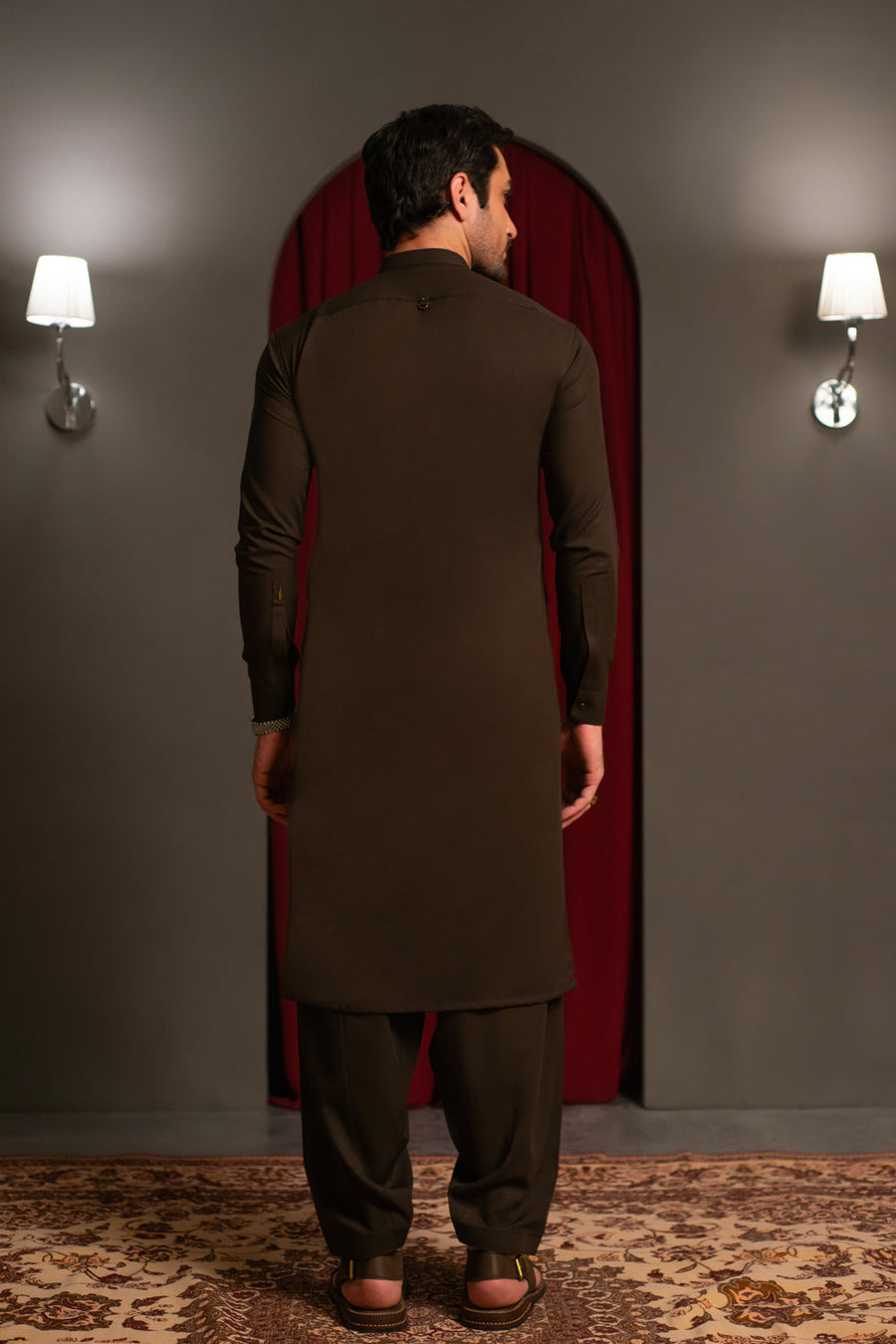 Espresso Brown Crepe Designer Kameez Shalwar