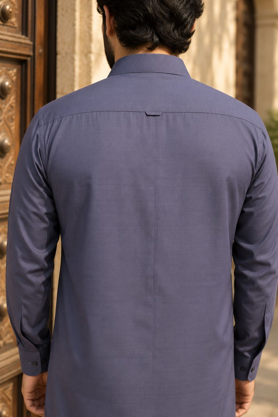 Muave Gray Textured Kameez Shalwar