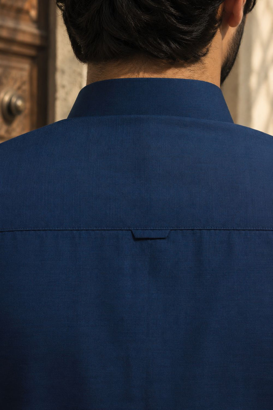 Oxford Blue Textured  Kameez Shalwar