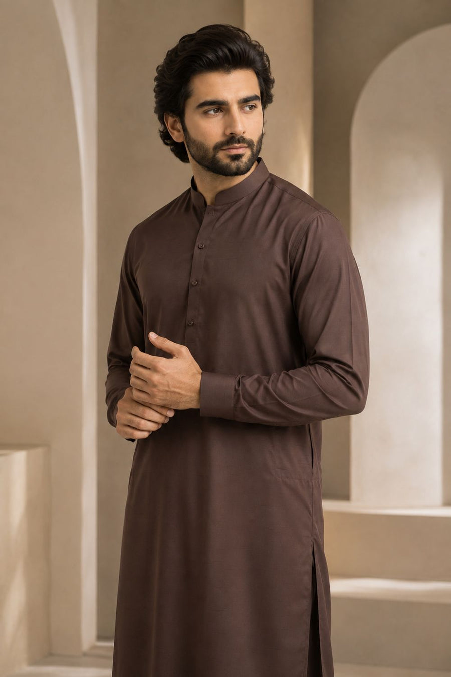 Deep Brown Kameez Shalwar