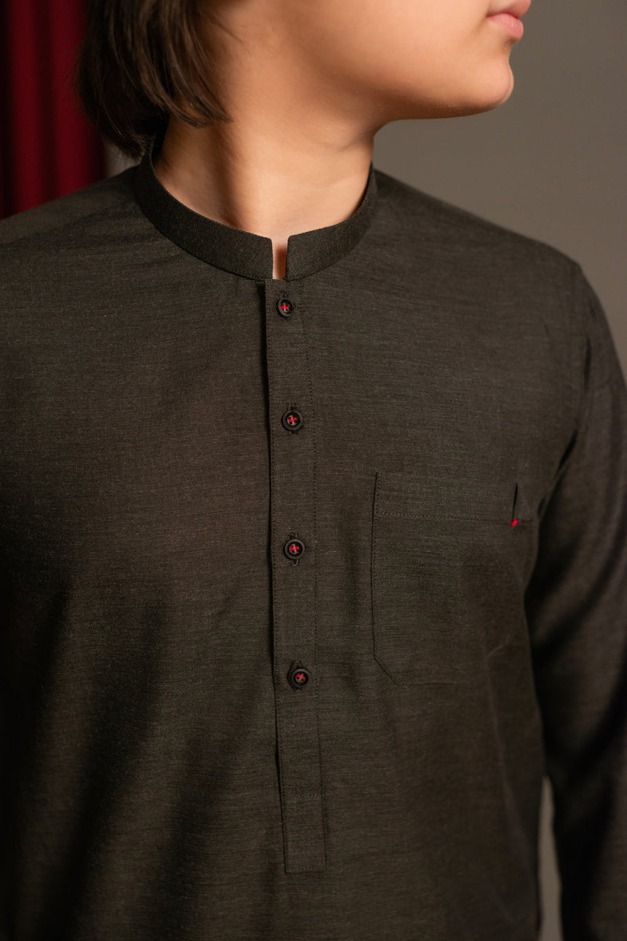 Kids Charcoal Brown Two Tone Kurta Pajama