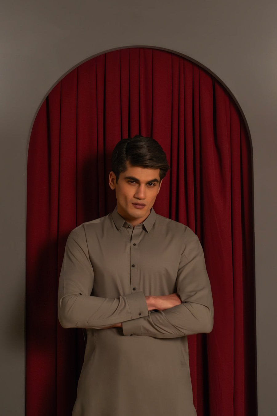 Warm Gray Kameez Shalwar