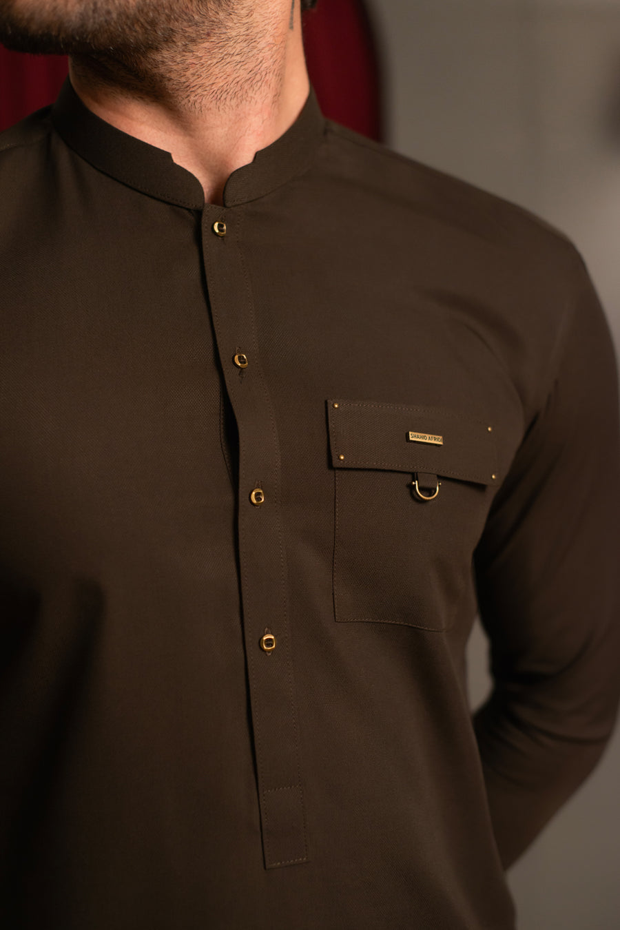 Espresso Brown Dobby Designer Kameez Shalwar