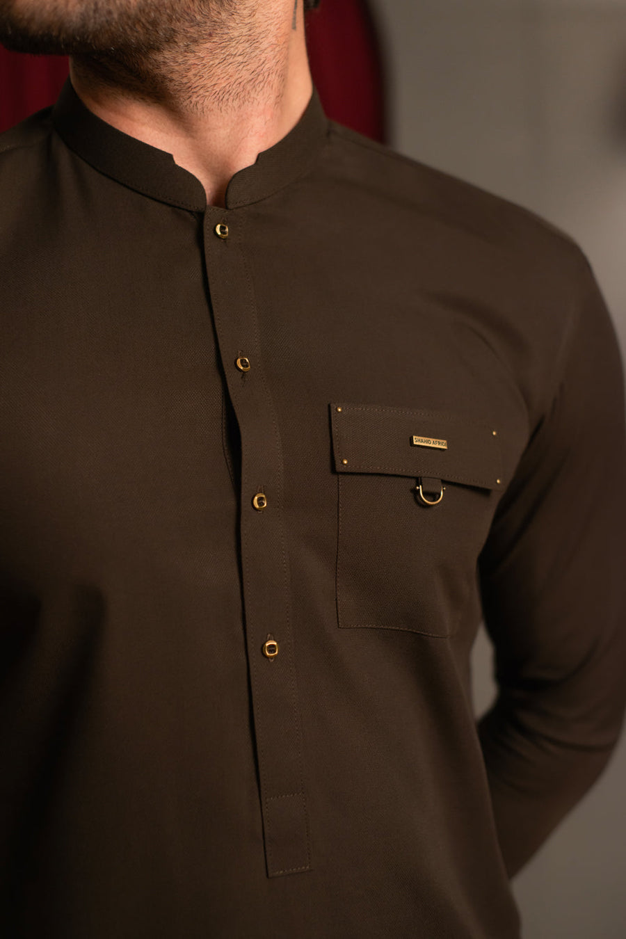Espresso Brown Crepe Designer Kameez Shalwar