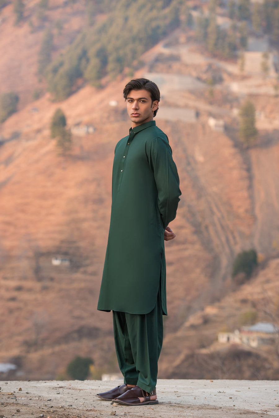 Forest Green Kameez Shalwar