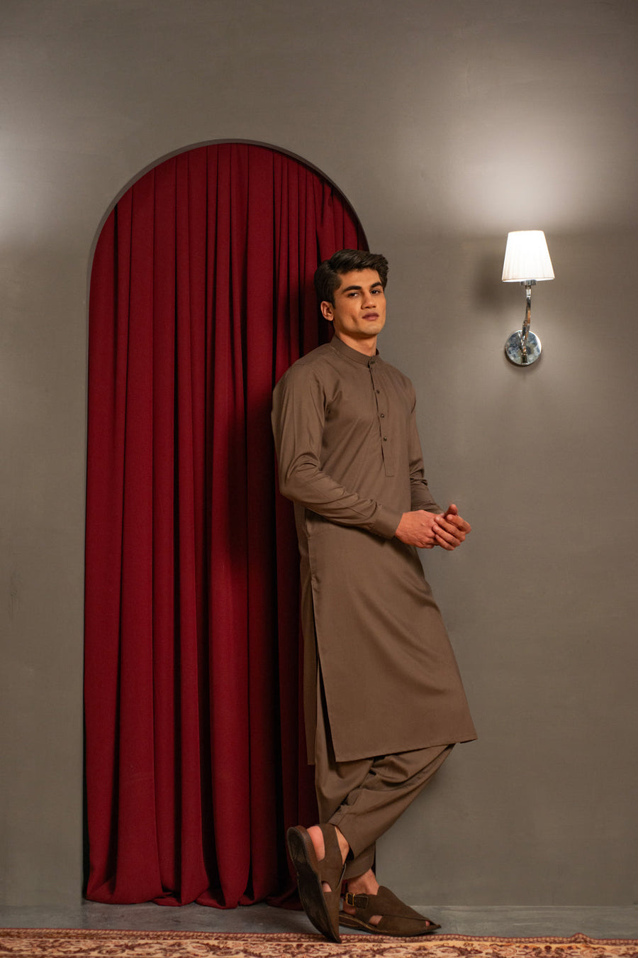 Taupe Brown Designer Kameez Shalwar