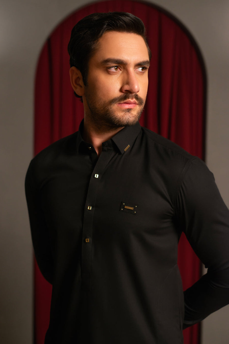 Black Crepe Designer Kameez Shalwar