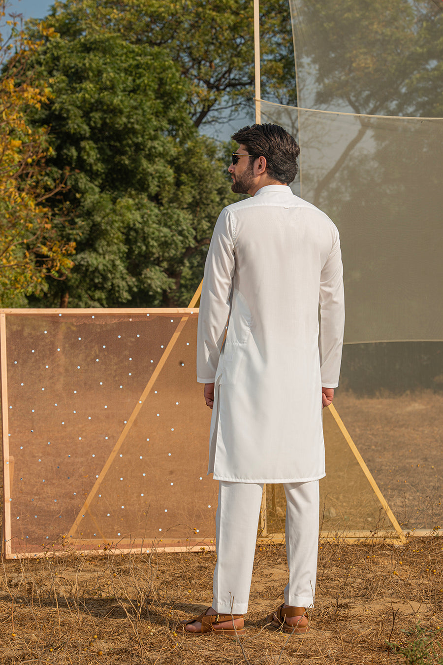White Dobby Kurta Pajama