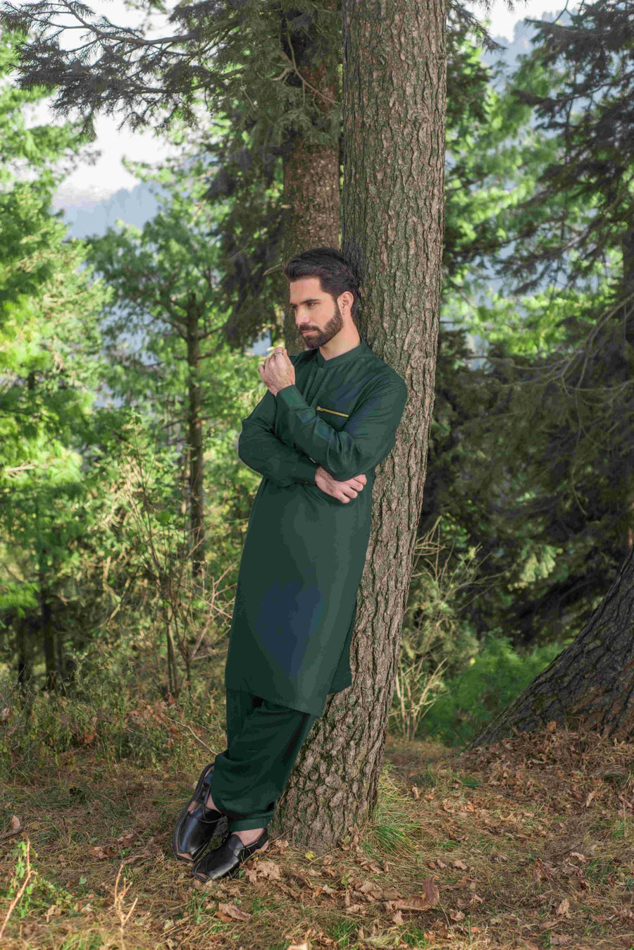 Forest Green Designer kameez Shalwar