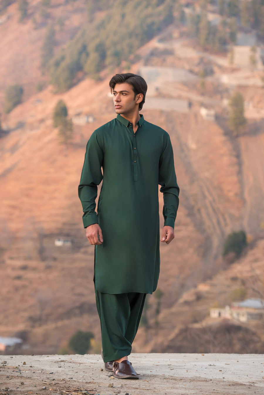 Forest Green Kameez Shalwar
