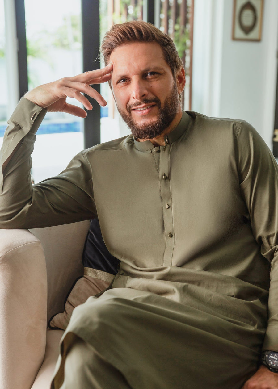 OLIVE GREEN KAMEEZ SHALWAR