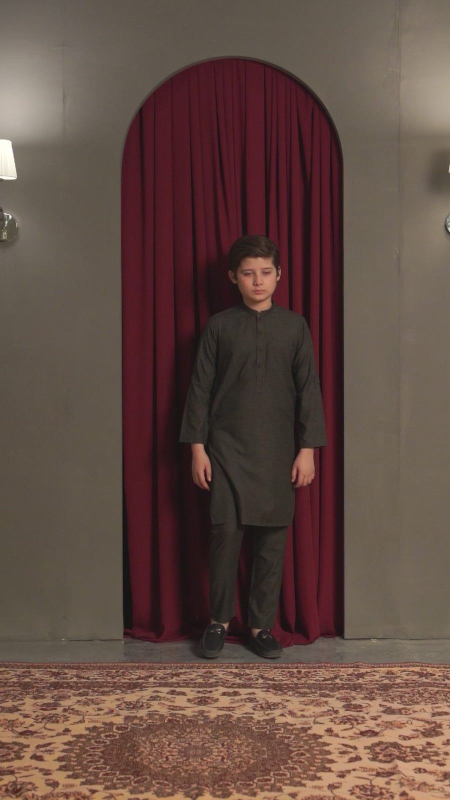 Charcoal Brown Two Tone Kurta Pajama