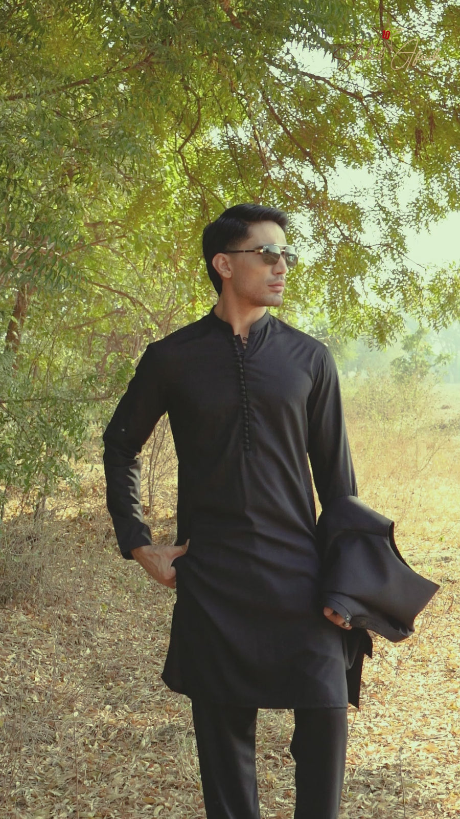 Black Dobby Embroidered Waistcoat